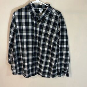 L L Bean Plaid Flannel Button Down Shirt Plus Size 1X